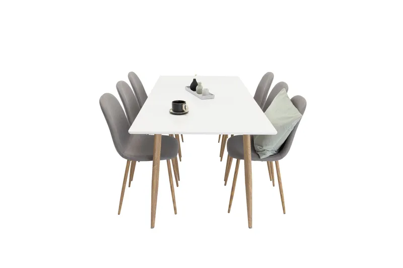 Polar Spisebordssæt 180 cm Rektangulær med 6 Polar Stole - Natur - Møbler - Borde - Spisebordssæt