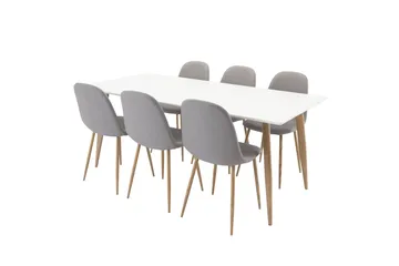 Polar Spisebordssæt 180 cm Rektangulær med 6 Polar Stole - Natur - Møbler - Borde - Spisebordssæt
