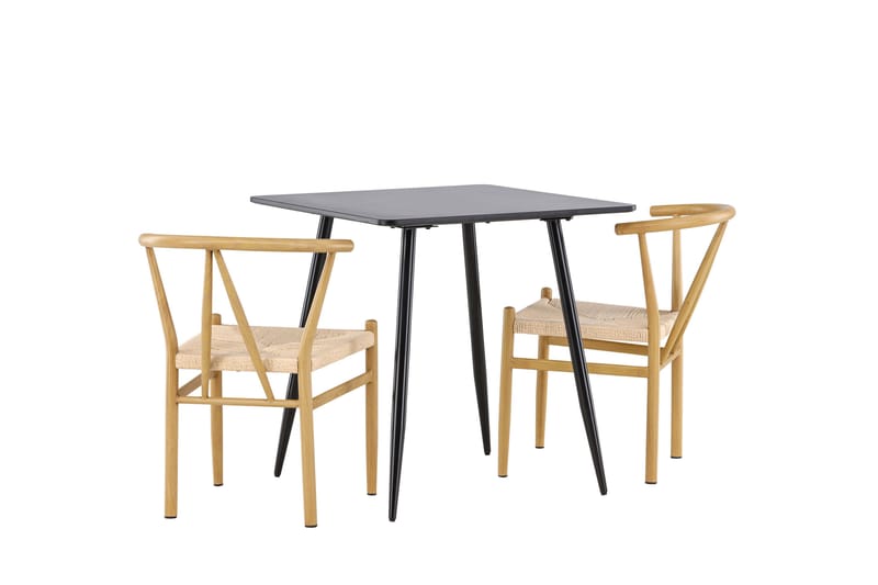 Polar Spisegruppe 75 cm Kvadratisk med 2 Alfons stole - Svart/Beige - Møbler - Borde - Spisebordssæt