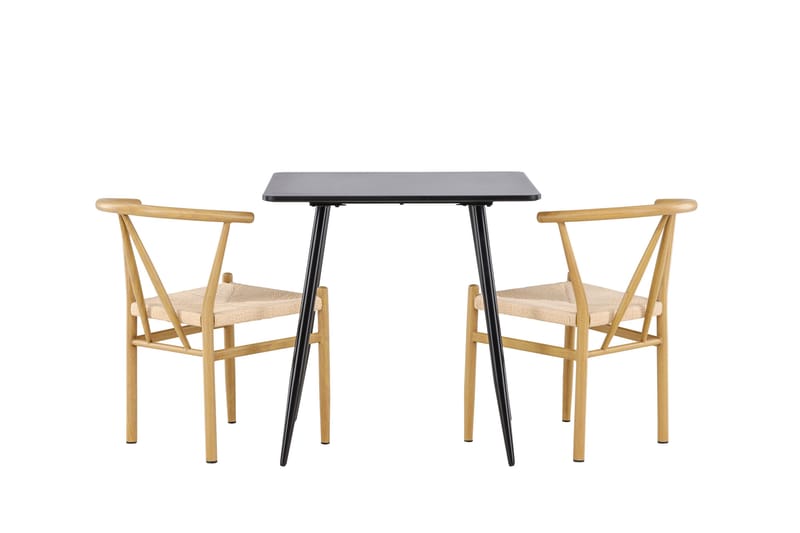 Polar Spisegruppe 75 cm Kvadratisk med 2 Alfons stole - Svart/Beige - Møbler - Borde - Spisebordssæt