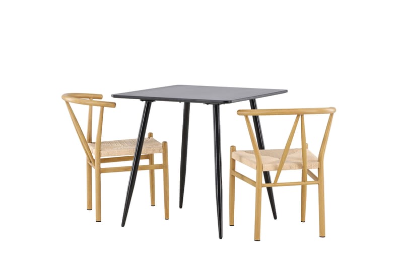 Polar Spisegruppe 75 cm Kvadratisk med 2 Alfons stole - Svart/Beige - Møbler - Borde - Spisebordssæt