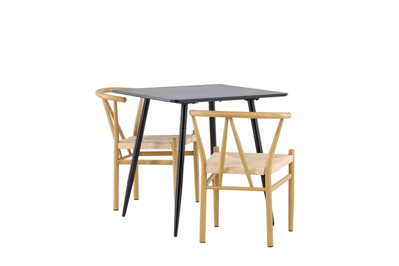 Polar Spisegruppe 75 cm Kvadratisk med 2 Alfons stole - Svart/Beige - Møbler - Borde - Spisebordssæt
