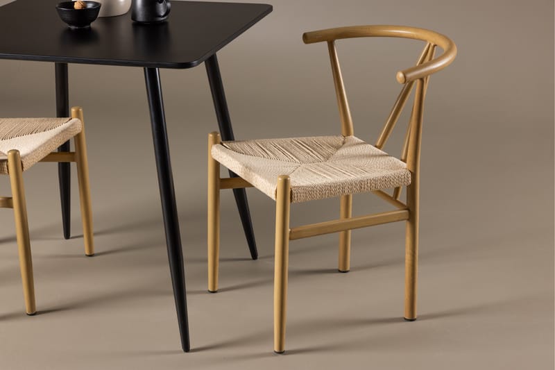 Polar Spisegruppe 75 cm Kvadratisk med 2 Alfons stole - Svart/Beige - Møbler - Borde - Spisebordssæt