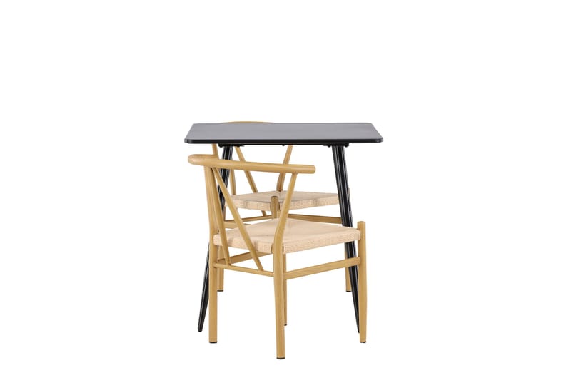 Polar Spisegruppe 75 cm Kvadratisk med 2 Alfons stole - Svart/Beige - Møbler - Borde - Spisebordssæt