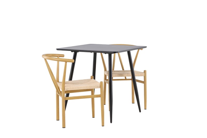 Polar Spisegruppe 75 cm Kvadratisk med 2 Alfons stole - Svart/Beige - Møbler - Borde - Spisebordssæt