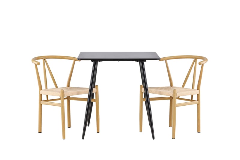 Polar Spisegruppe 75 cm Kvadratisk med 2 Alfons stole - Svart/Beige - Møbler - Borde - Spisebordssæt