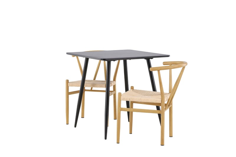 Polar Spisegruppe 75 cm Kvadratisk med 2 Alfons stole - Svart/Beige - Møbler - Borde - Spisebordssæt