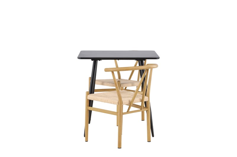 Polar Spisegruppe 75 cm Kvadratisk med 2 Alfons stole - Svart/Beige - Møbler - Borde - Spisebordssæt