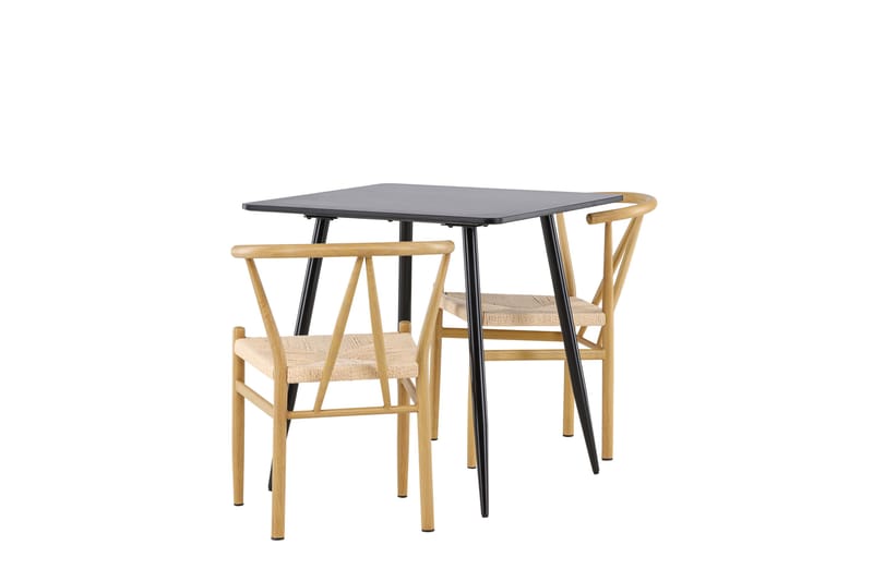 Polar Spisegruppe 75 cm Kvadratisk med 2 Alfons stole - Svart/Beige - Møbler - Borde - Spisebordssæt