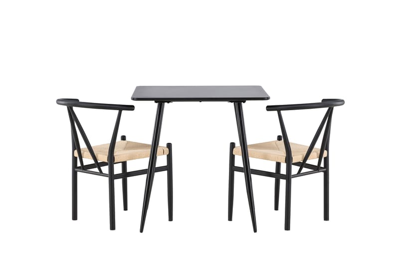 Polar Spisegruppe 75 cm Kvadratisk med 2 Alfons stole - Svart/Svart - Møbler - Borde - Spisebordssæt