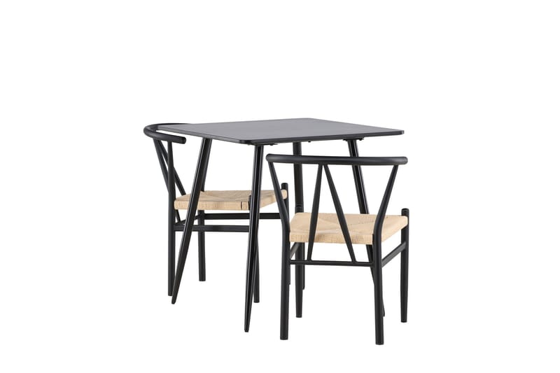 Polar Spisegruppe 75 cm Kvadratisk med 2 Alfons stole - Svart/Svart - Møbler - Borde - Spisebordssæt