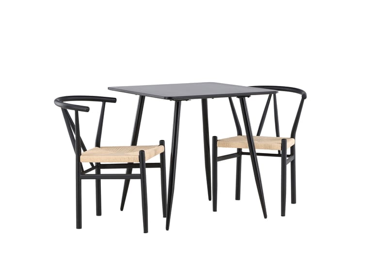 Polar Spisegruppe 75 cm Kvadratisk med 2 Alfons stole - Svart/Svart - Møbler - Borde - Spisebordssæt