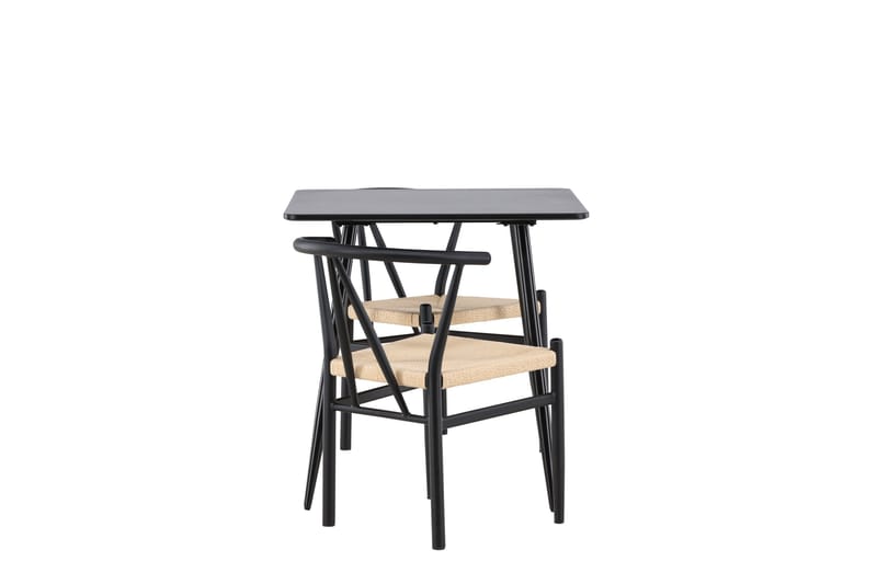 Polar Spisegruppe 75 cm Kvadratisk med 2 Alfons stole - Svart/Svart - Møbler - Borde - Spisebordssæt