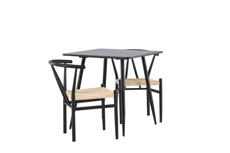 Polar Spisegruppe 75 cm Kvadratisk med 2 Alfons stole - Svart/Svart - Møbler - Borde - Spisebordssæt
