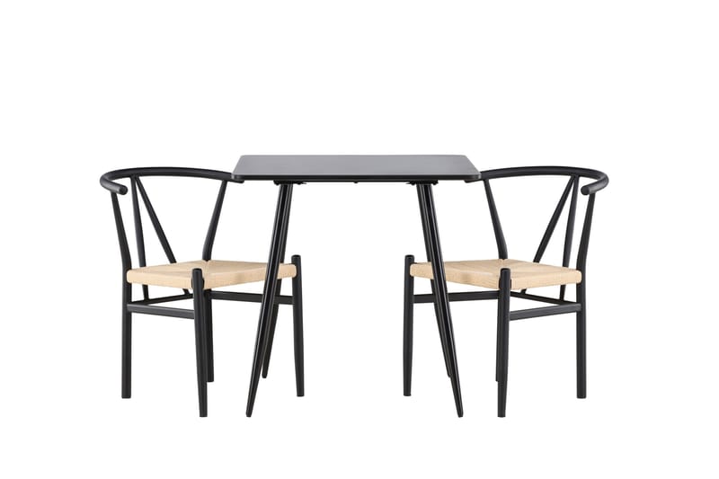 Polar Spisegruppe 75 cm Kvadratisk med 2 Alfons stole - Svart/Svart - Møbler - Borde - Spisebordssæt
