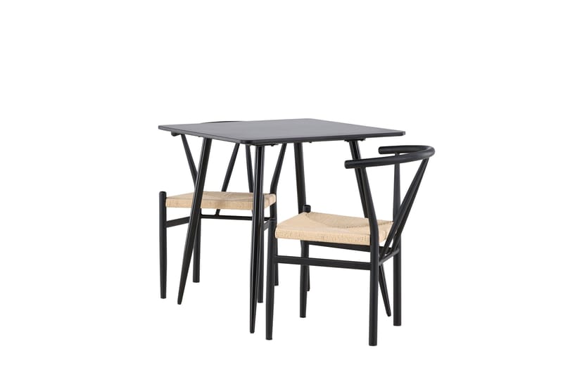 Polar Spisegruppe 75 cm Kvadratisk med 2 Alfons stole - Svart/Svart - Møbler - Borde - Spisebordssæt