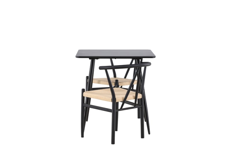 Polar Spisegruppe 75 cm Kvadratisk med 2 Alfons stole - Svart/Svart - Møbler - Borde - Spisebordssæt