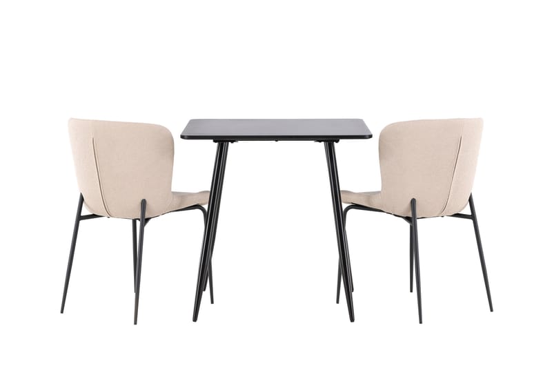 Polar Spisegruppe 75 cm Kvadratisk med 2 Modesto stole - Svart/Beige - Møbler - Borde - Spisebordssæt