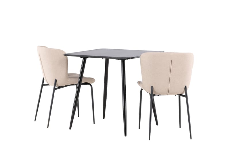 Polar Spisegruppe 75 cm Kvadratisk med 2 Modesto stole - Svart/Beige - Møbler - Borde - Spisebordssæt