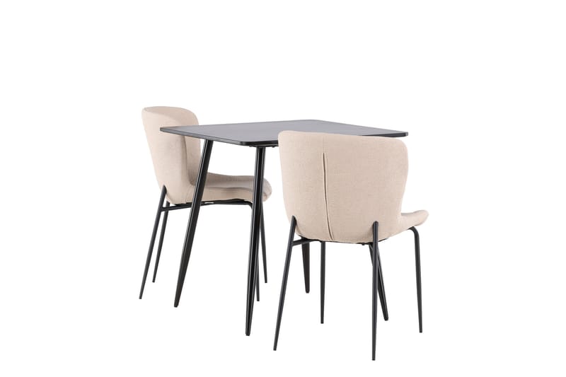 Polar Spisegruppe 75 cm Kvadratisk med 2 Modesto stole - Svart/Beige - Møbler - Borde - Spisebordssæt