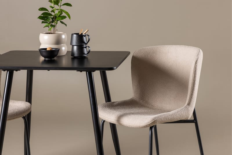 Polar Spisegruppe 75 cm Kvadratisk med 2 Modesto stole - Svart/Beige - Møbler - Borde - Spisebordssæt