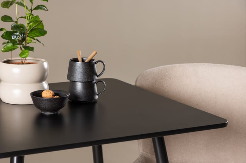 Polar Spisegruppe 75 cm Kvadratisk med 2 Modesto stole - Svart/Beige - Møbler - Borde - Spisebordssæt