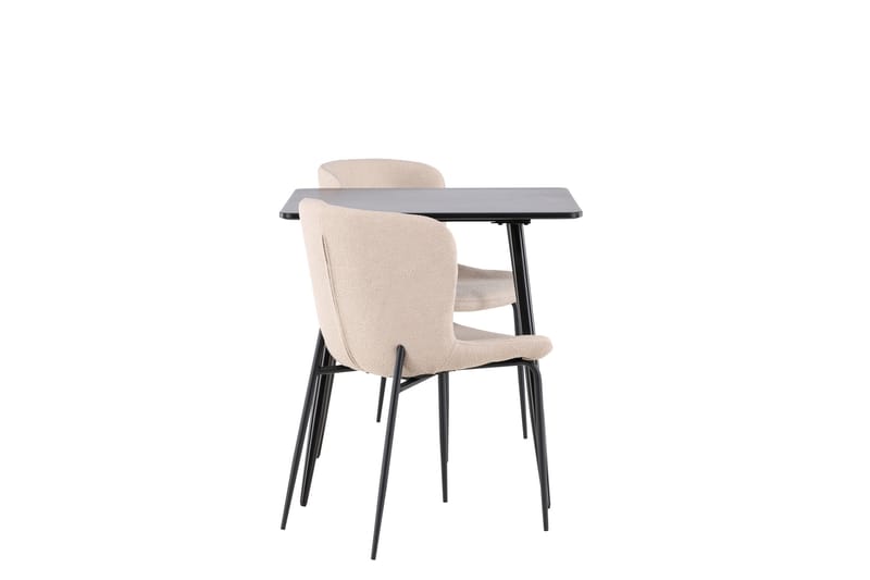 Polar Spisegruppe 75 cm Kvadratisk med 2 Modesto stole - Svart/Beige - Møbler - Borde - Spisebordssæt