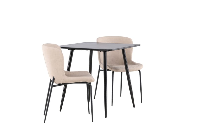 Polar Spisegruppe 75 cm Kvadratisk med 2 Modesto stole - Svart/Beige - Møbler - Borde - Spisebordssæt
