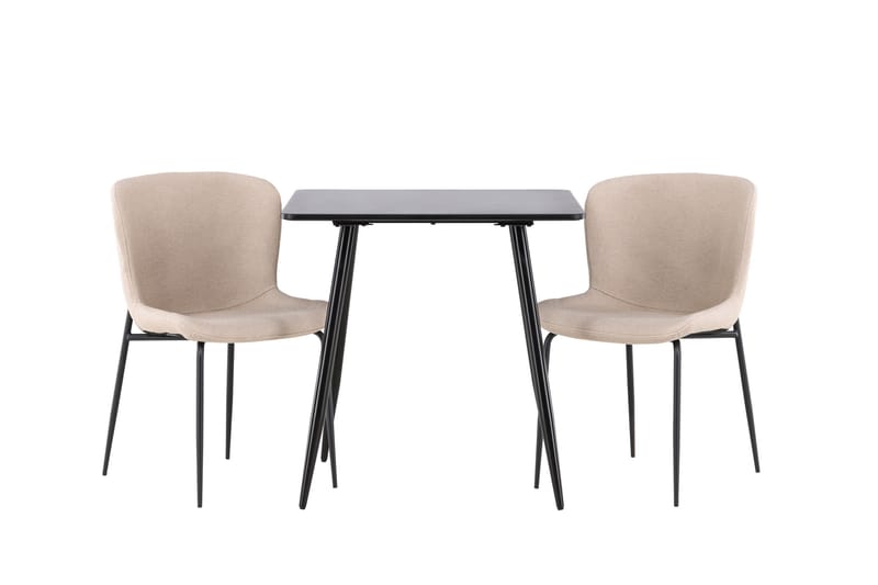 Polar Spisegruppe 75 cm Kvadratisk med 2 Modesto stole - Svart/Beige - Møbler - Borde - Spisebordssæt