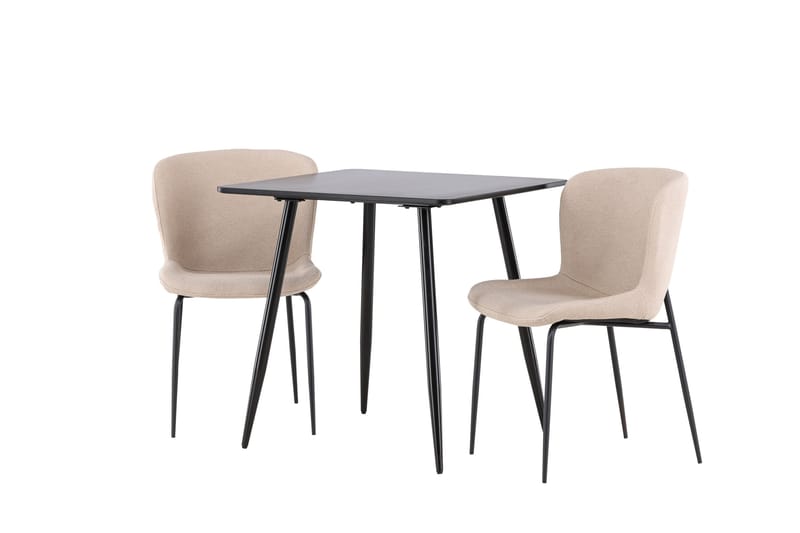 Polar Spisegruppe 75 cm Kvadratisk med 2 Modesto stole - Svart/Beige - Møbler - Borde - Spisebordssæt