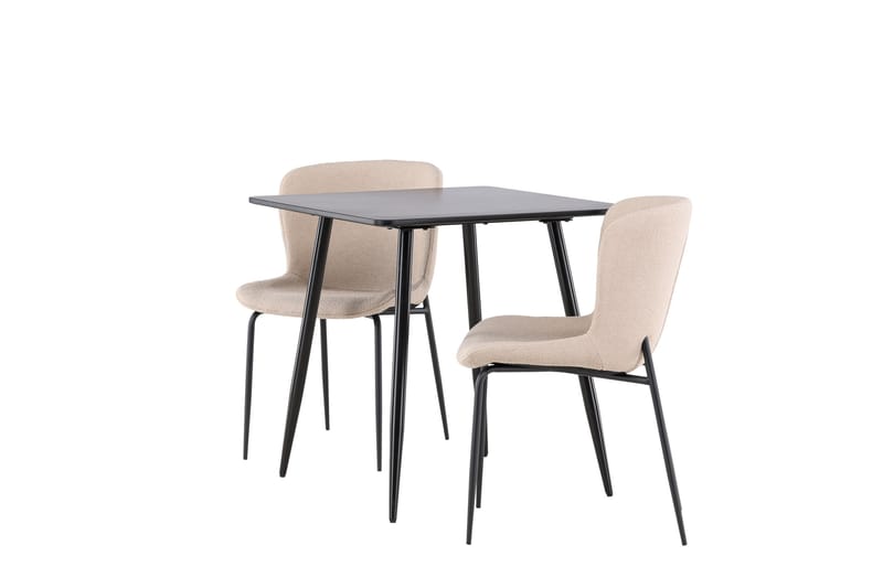 Polar Spisegruppe 75 cm Kvadratisk med 2 Modesto stole - Svart/Beige - Møbler - Borde - Spisebordssæt