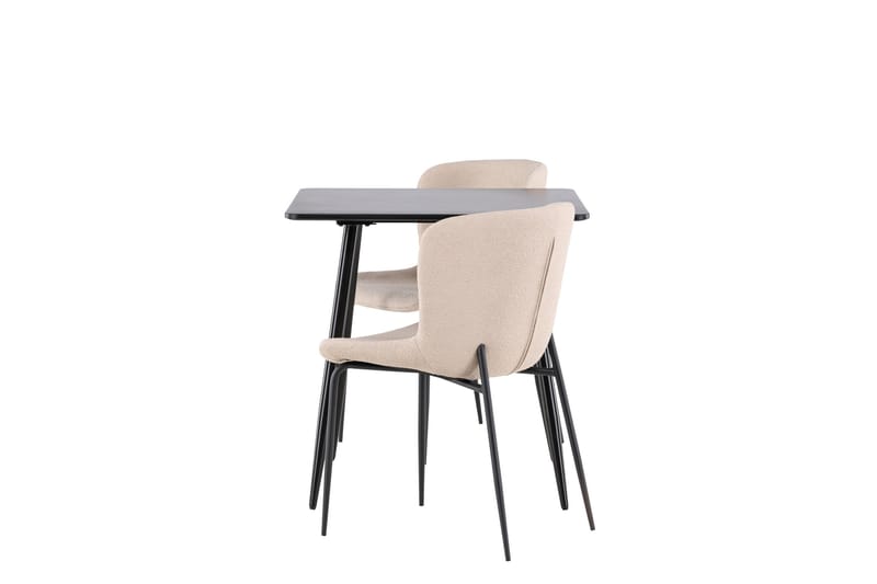 Polar Spisegruppe 75 cm Kvadratisk med 2 Modesto stole - Svart/Beige - Møbler - Borde - Spisebordssæt