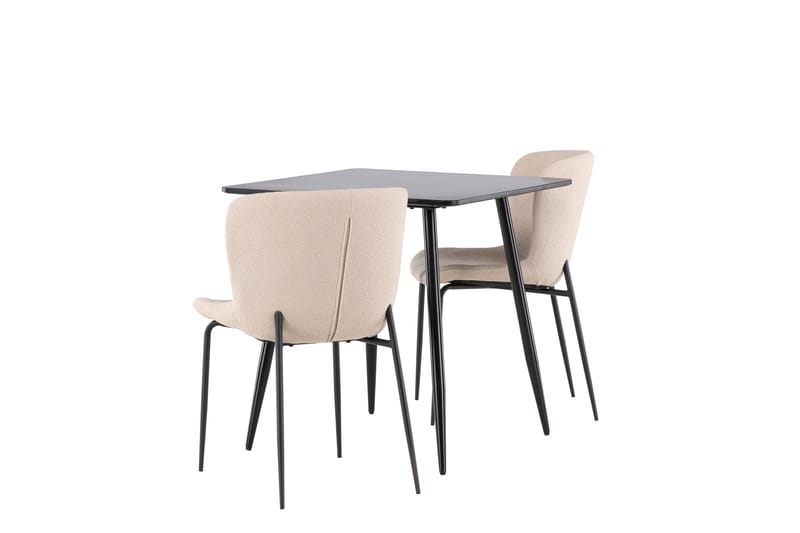 Polar Spisegruppe 75 cm Kvadratisk med 2 Modesto stole - Svart/Beige - Møbler - Borde - Spisebordssæt