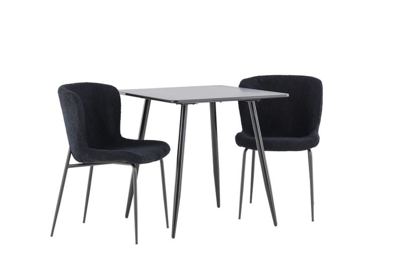 Polar Spisegruppe 75 cm Kvadratisk med 2 Modesto stole - Svart/Svart - Møbler - Borde - Spisebordssæt