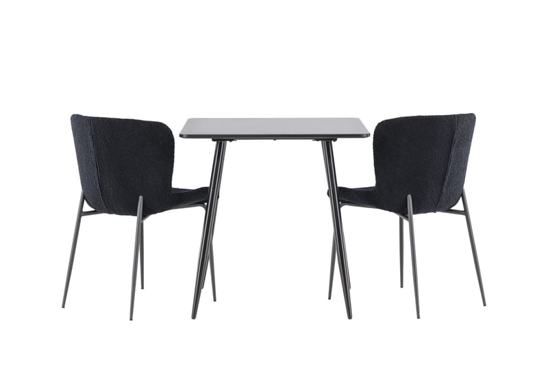 Polar Spisegruppe 75 cm Kvadratisk med 2 Modesto stole - Svart/Svart - Møbler - Borde - Spisebordssæt