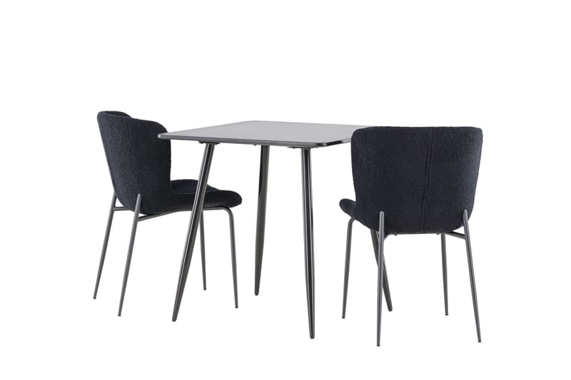 Polar Spisegruppe 75 cm Kvadratisk med 2 Modesto stole - Svart/Svart - Møbler - Borde - Spisebordssæt