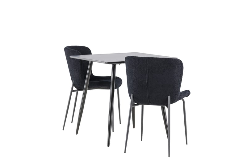 Polar Spisegruppe 75 cm Kvadratisk med 2 Modesto stole - Svart/Svart - Møbler - Borde - Spisebordssæt
