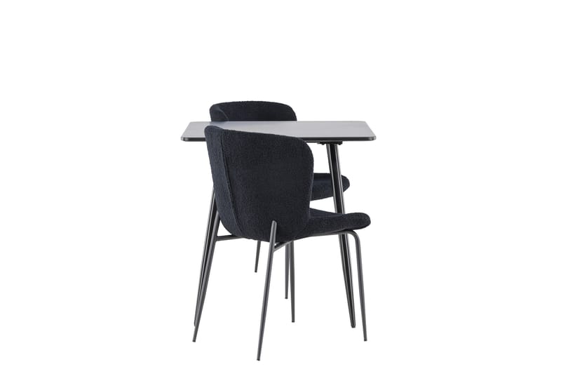 Polar Spisegruppe 75 cm Kvadratisk med 2 Modesto stole - Svart/Svart - Møbler - Borde - Spisebordssæt