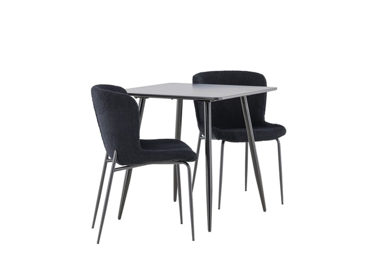 Polar Spisegruppe 75 cm Kvadratisk med 2 Modesto stole - Svart/Svart - Møbler - Borde - Spisebordssæt