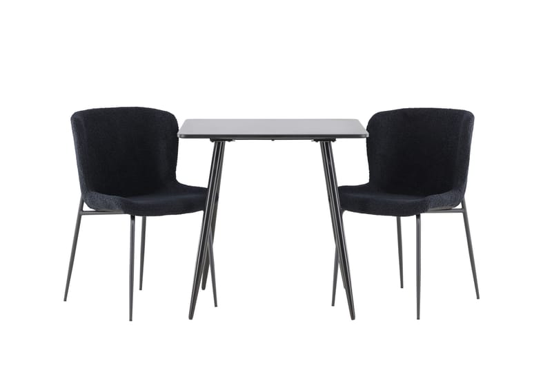 Polar Spisegruppe 75 cm Kvadratisk med 2 Modesto stole - Svart/Svart - Møbler - Borde - Spisebordssæt