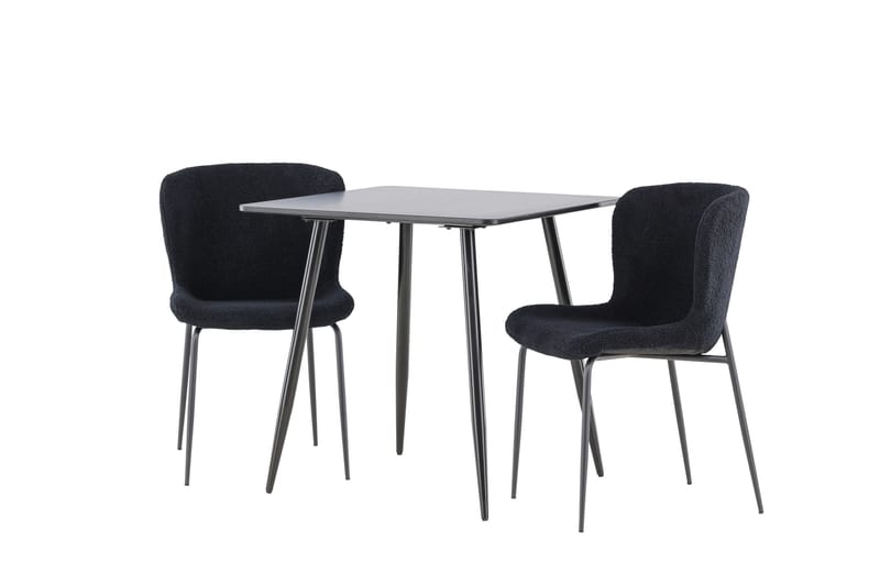 Polar Spisegruppe 75 cm Kvadratisk med 2 Modesto stole - Svart/Svart - Møbler - Borde - Spisebordssæt
