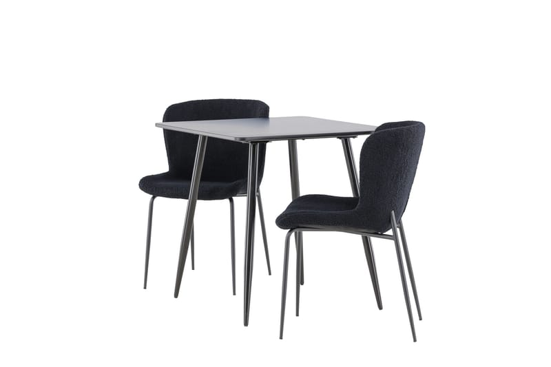 Polar Spisegruppe 75 cm Kvadratisk med 2 Modesto stole - Svart/Svart - Møbler - Borde - Spisebordssæt