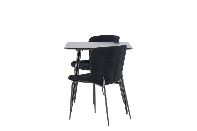 Polar Spisegruppe 75 cm Kvadratisk med 2 Modesto stole - Svart/Svart - Møbler - Borde - Spisebordssæt