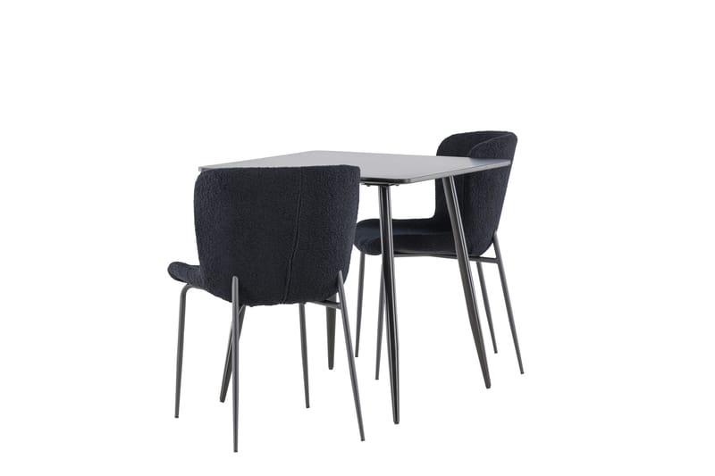 Polar Spisegruppe 75 cm Kvadratisk med 2 Modesto stole - Svart/Svart - Møbler - Borde - Spisebordssæt