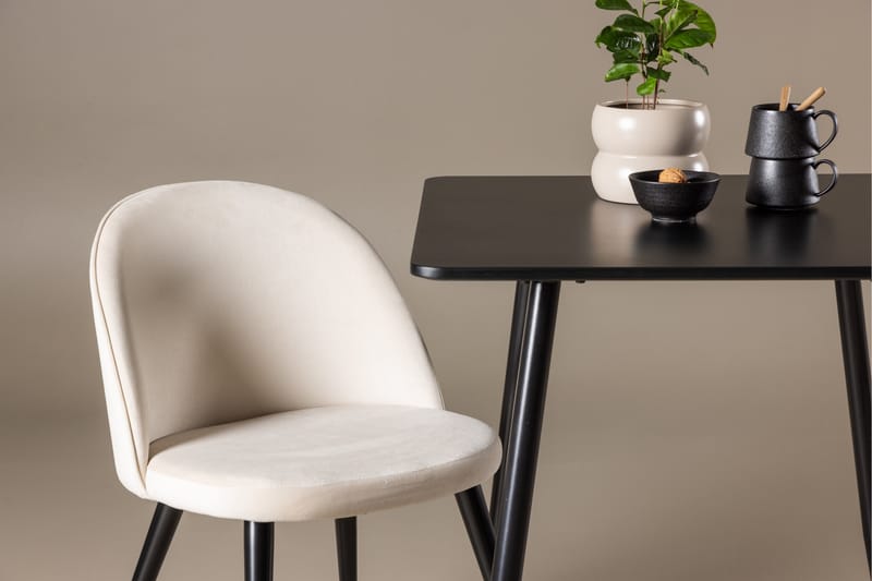 Polar Spisegruppe 75 cm Kvadratisk med 2 Velvet stole - Svart/Beige - Møbler - Borde - Spisebordssæt