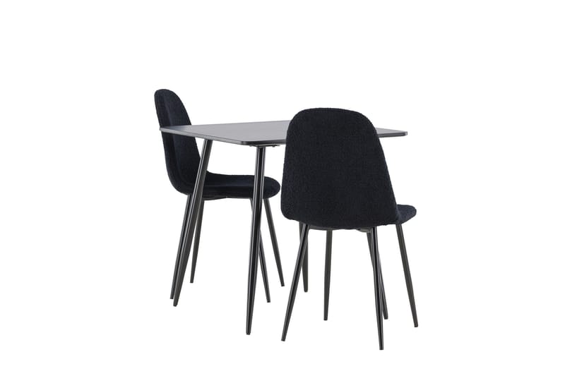 Polar Spisegruppe 75 cm Kvadratisk med 2 Polar stole - Svart/Svart - Møbler - Borde - Spisebordssæt