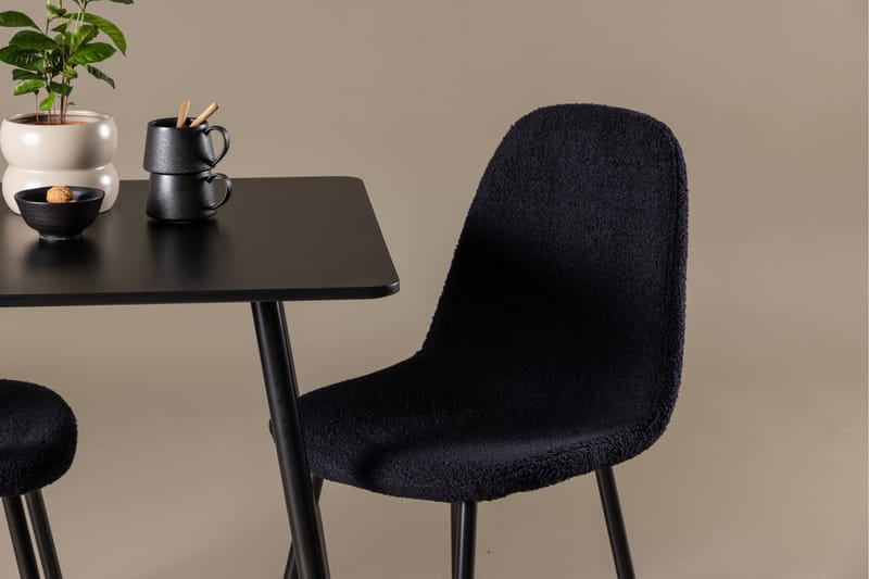Polar Spisegruppe 75 cm Kvadratisk med 2 Polar stole - Svart/Svart - Møbler - Borde - Spisebordssæt