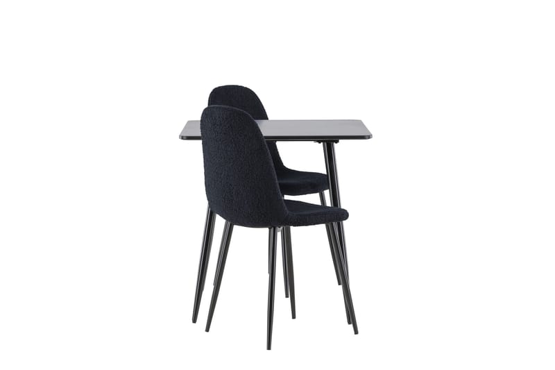 Polar Spisegruppe 75 cm Kvadratisk med 2 Polar stole - Svart/Svart - Møbler - Borde - Spisebordssæt