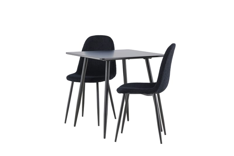 Polar Spisegruppe 75 cm Kvadratisk med 2 Polar stole - Svart/Svart - Møbler - Borde - Spisebordssæt