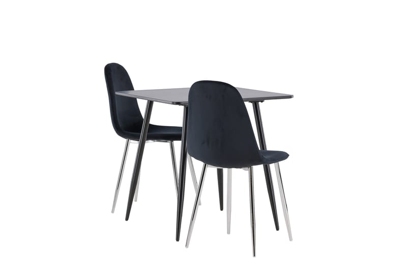 Polar Spisegruppe 75 cm Kvadratisk med 2 Polar stole - Svart/Svart - Møbler - Borde - Spisebordssæt